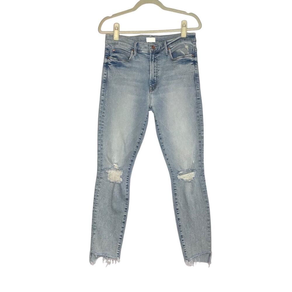 💜 MOTHER The Stunner Zip Ankle Step Fray Jean Skinny Ripped Festival Boho 💜